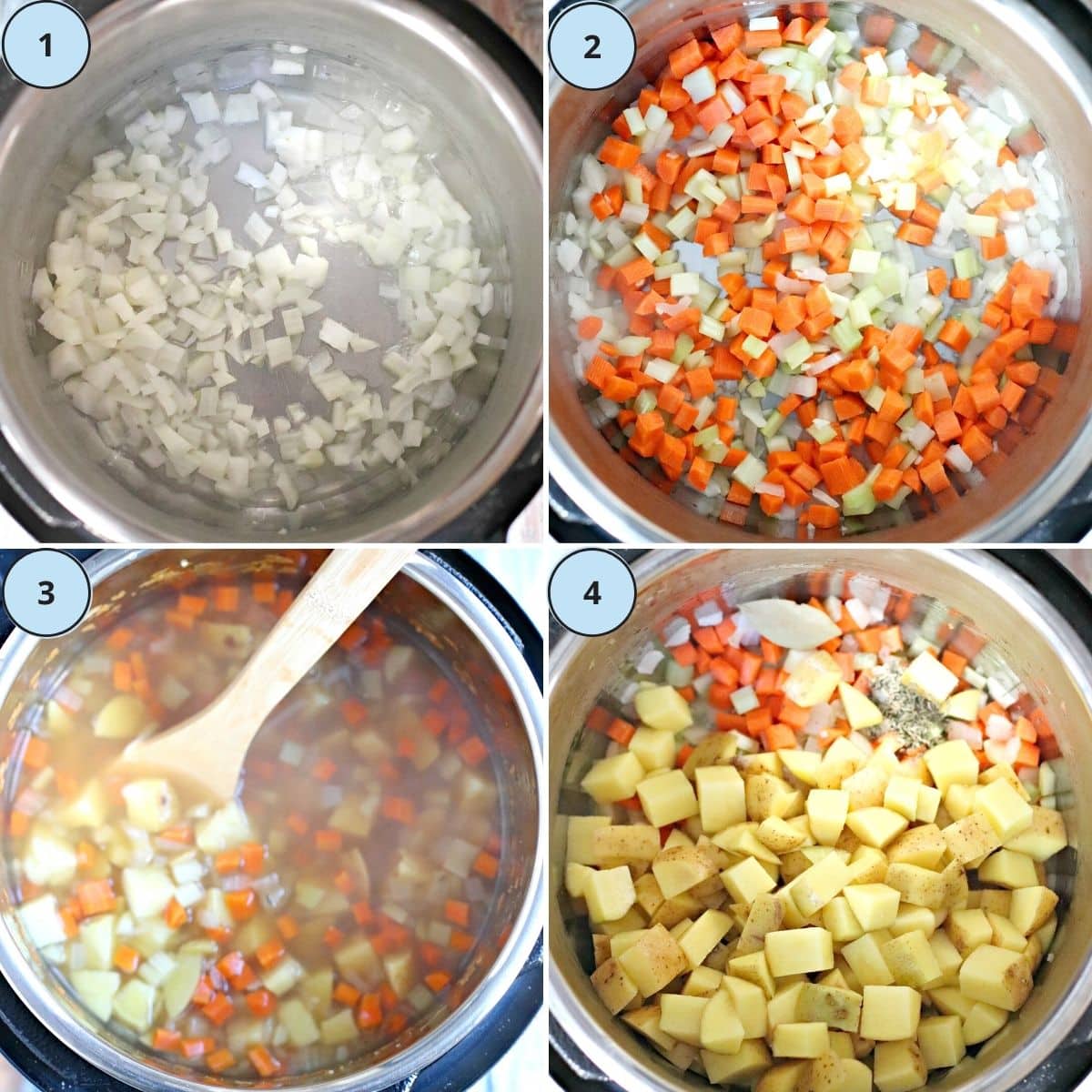 Collage de imágenes que muestran los pasos 1 a 4 para hacer esta receta