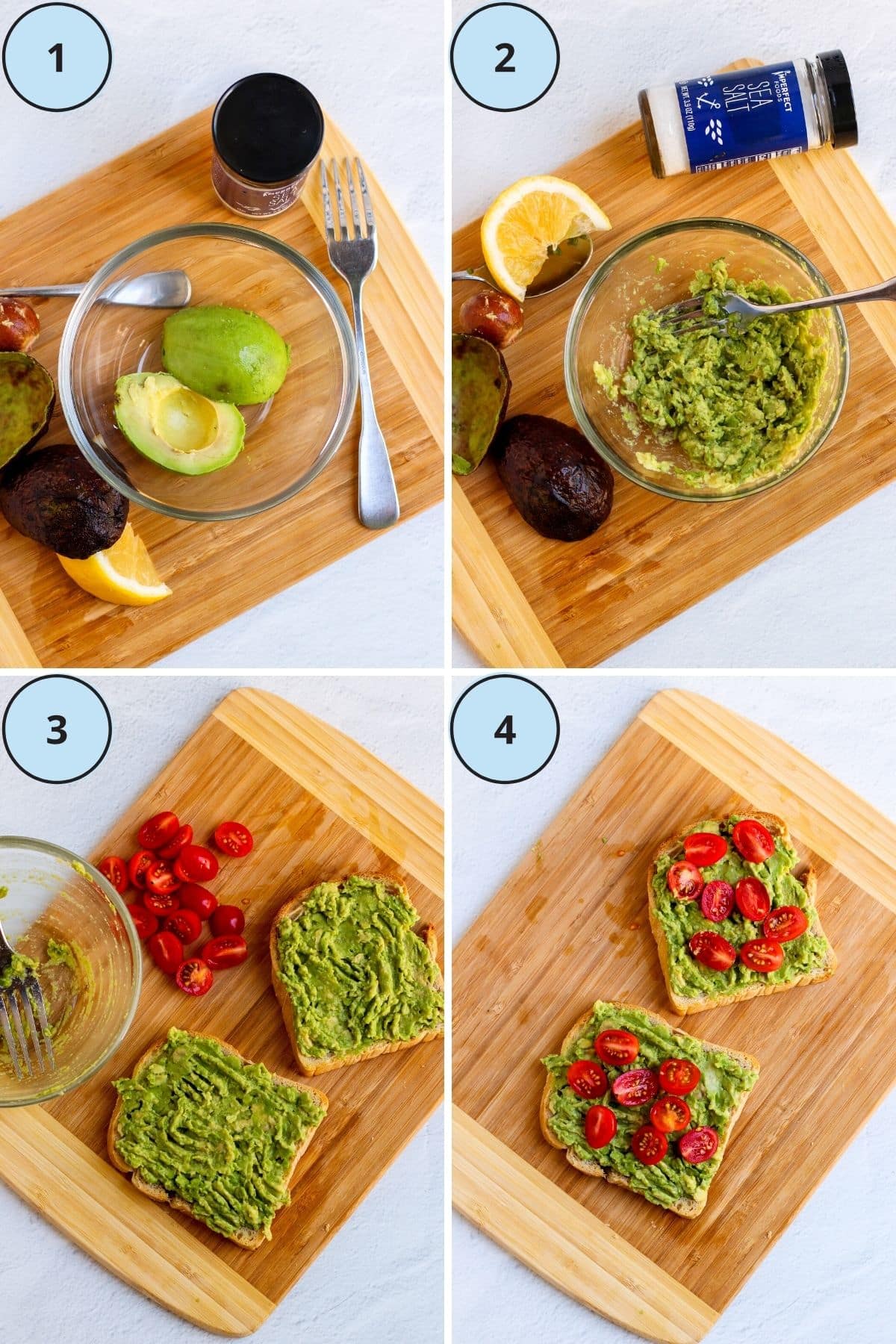 Collage de 4 imágenes que muestran los pasos para hacer esta receta.