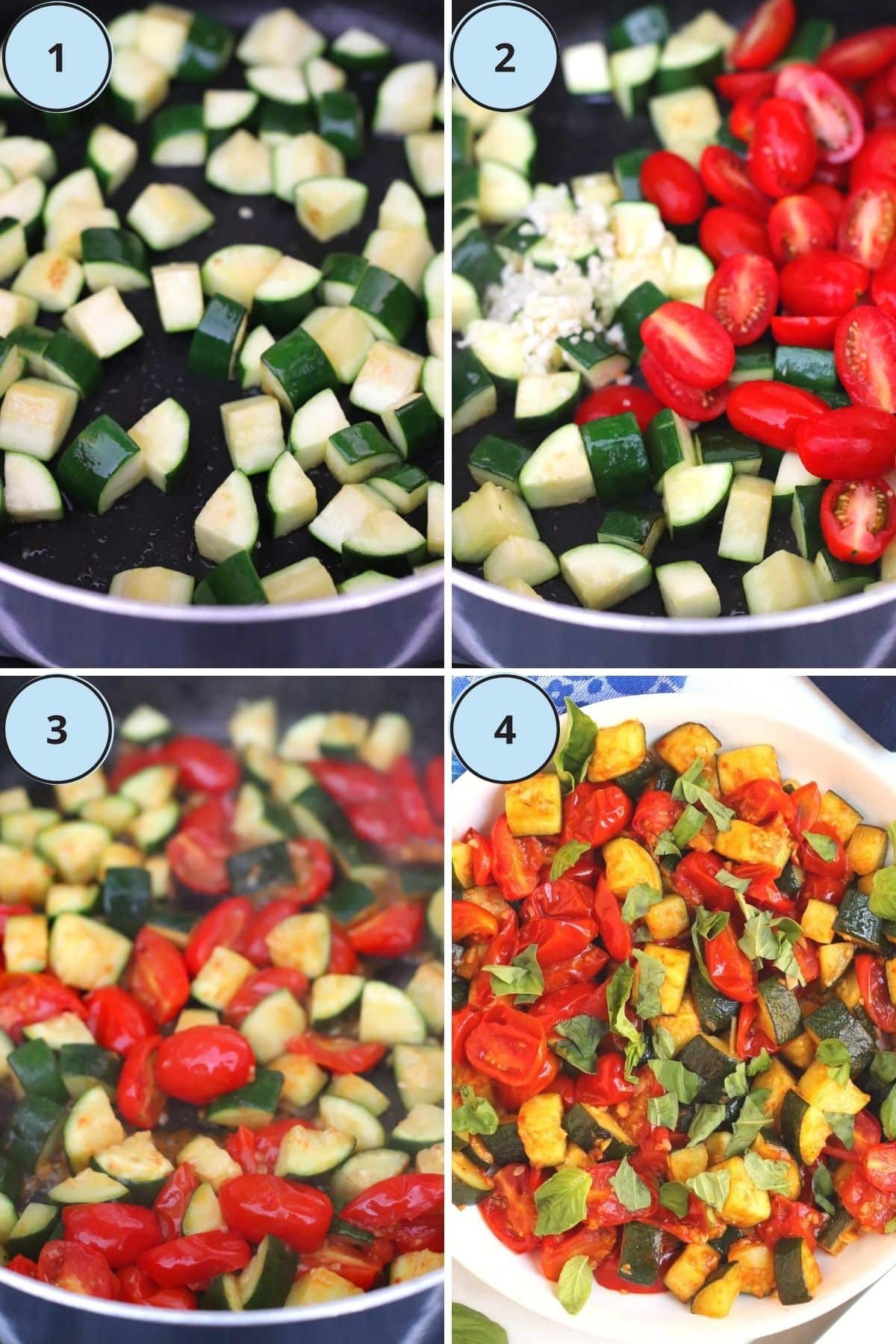 Collage de 4 imágenes que muestran cómo preparar esta receta