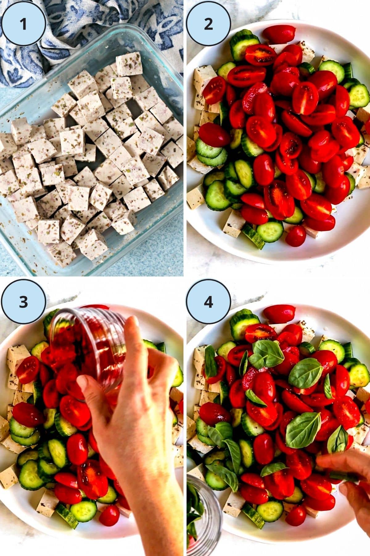 Collage de 4 imágenes numeradas que muestran los pasos para hacer esta receta