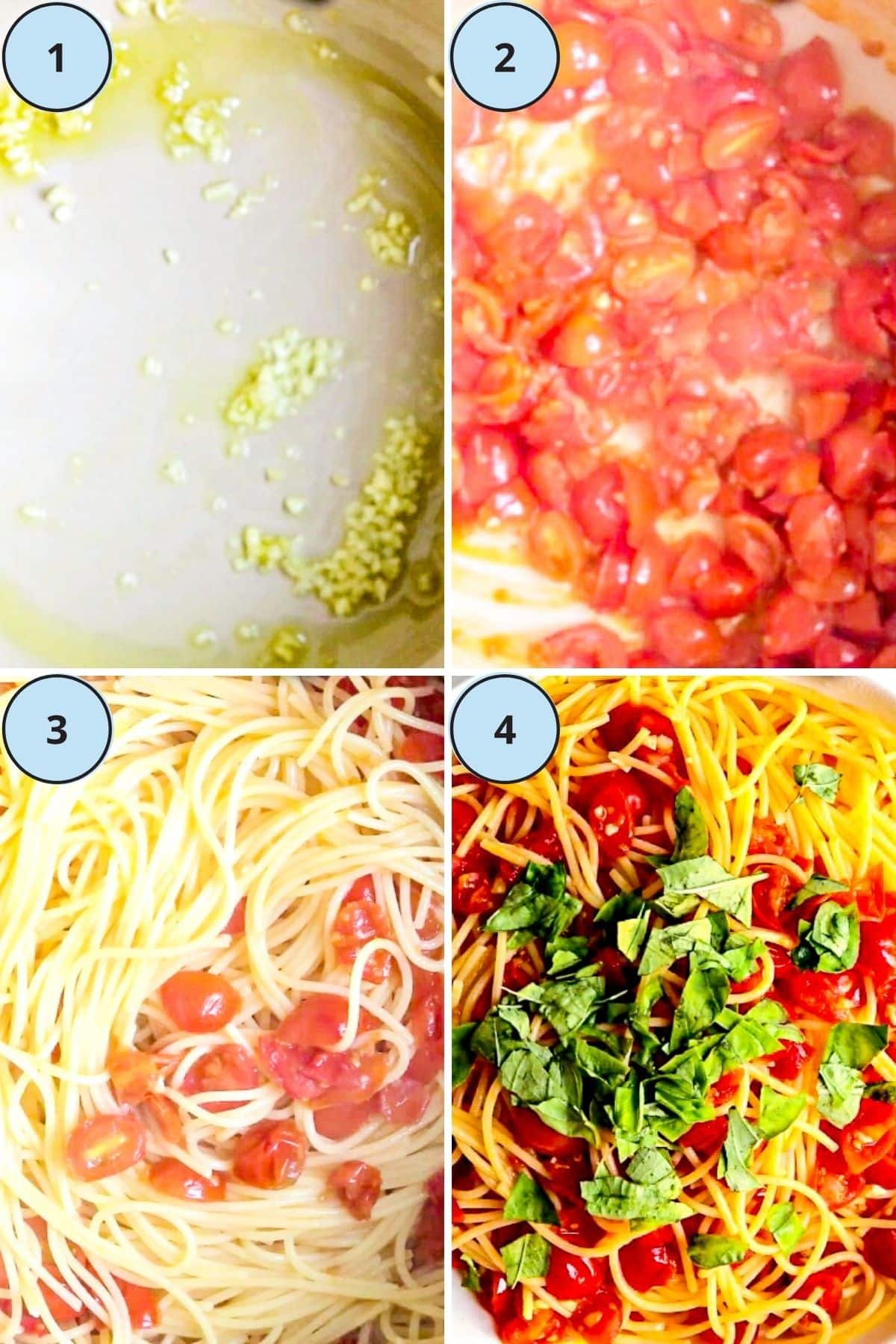 Collage de 4 fotos que muestran el paso a paso para hacer esta receta