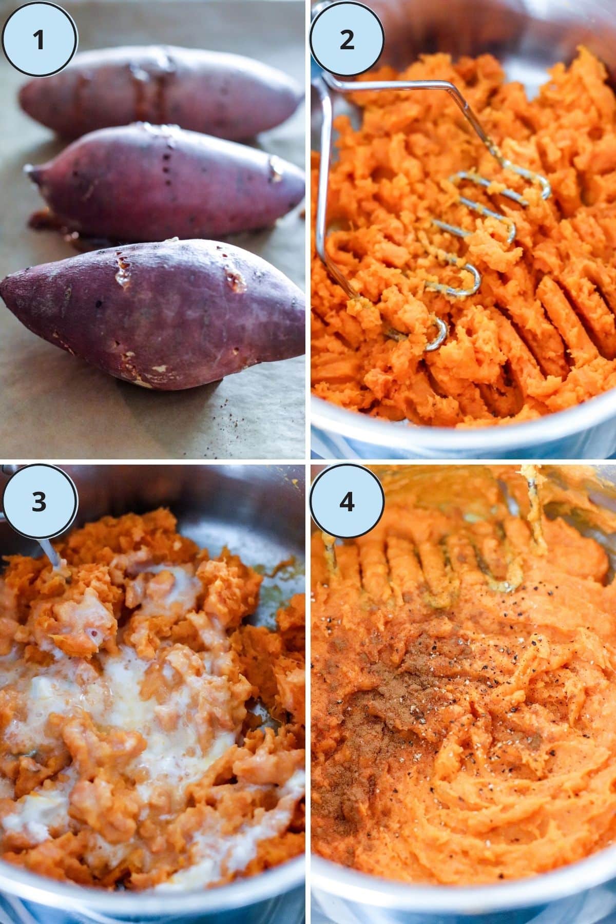 Collage de 4 imágenes numeradas que muestran cómo hacer esta receta.