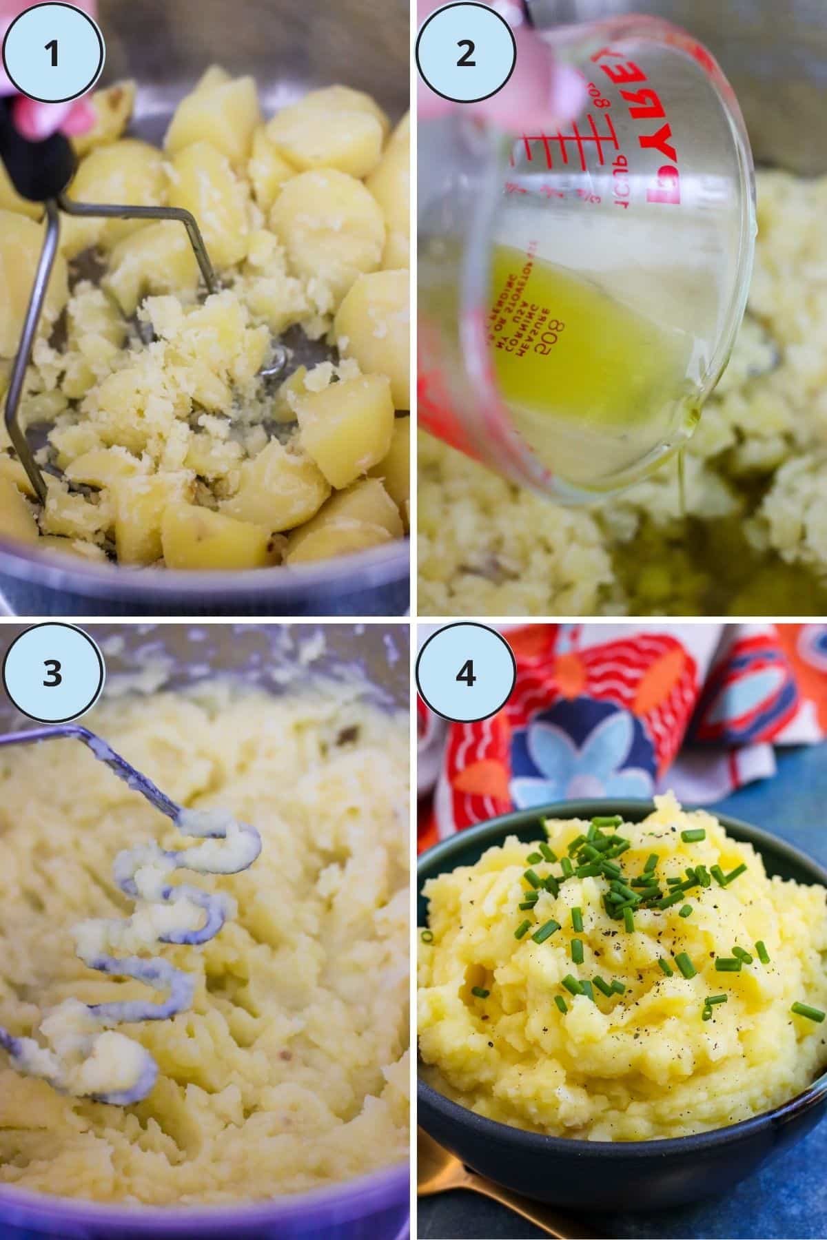 Collage de 4 imágenes numeradas que muestran cómo hacer esta receta.