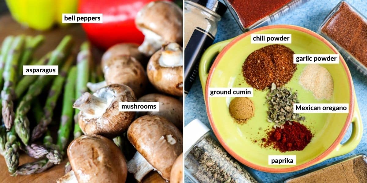 Collage de dos imágenes que muestran los ingredientes necesarios para hacer esta receta