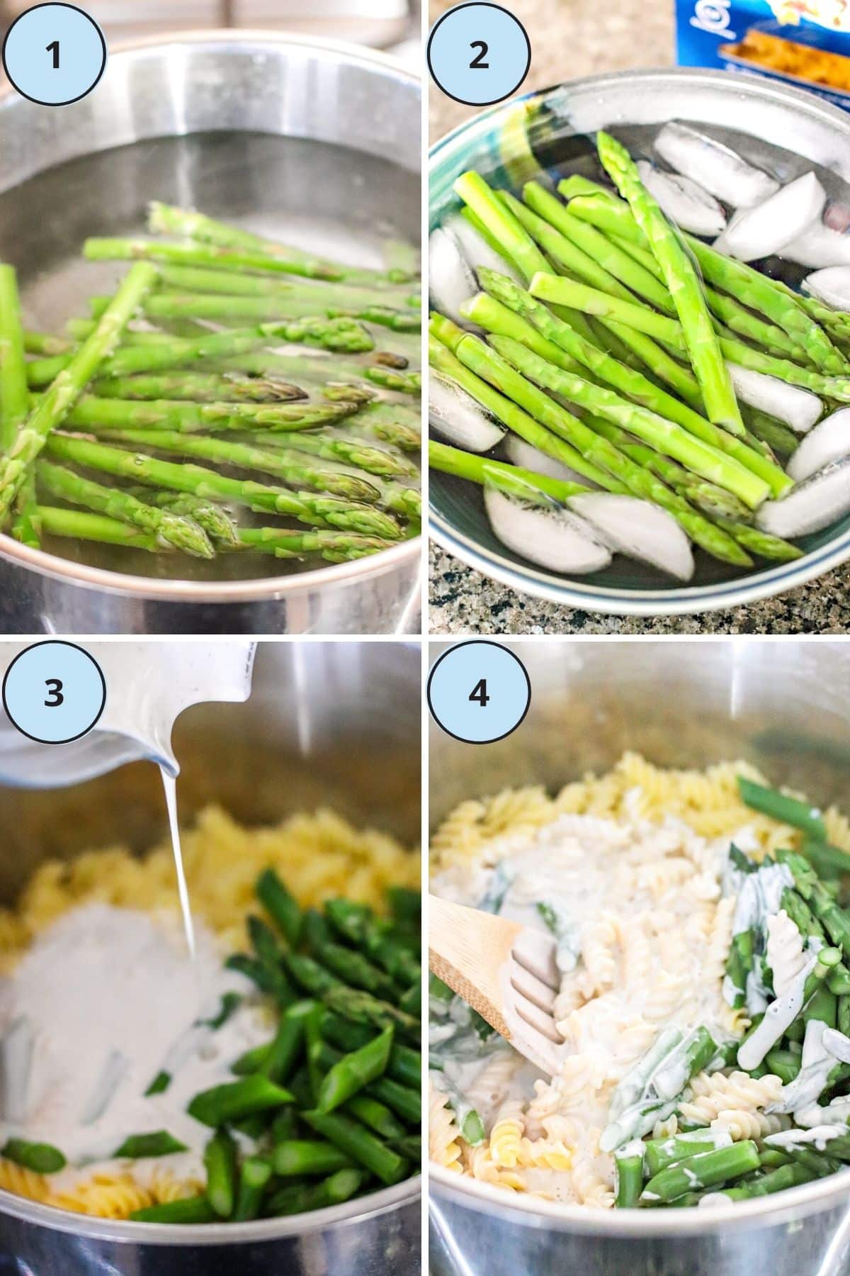 Collage de 4 imágenes que demuestran los pasos para hacer esta receta